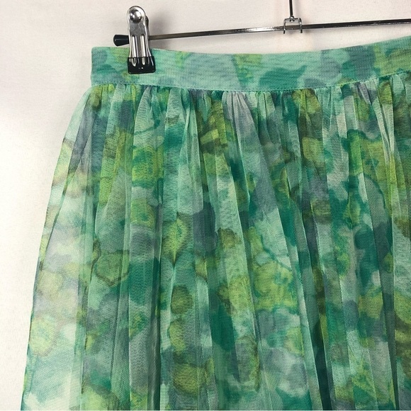 BCBGMaxAzria Aqua Blue Multi Colette Floral Pleated Maxi Skirt S - Picture 5 of 5